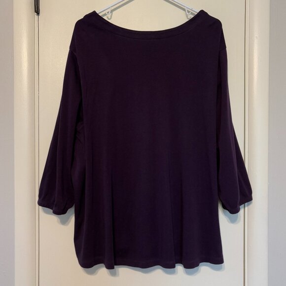 Lands' End Women's Plus Supima Micro Modal Split-Neck Tunic Shirt Top 3X Purple - Picture 4 of 9